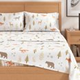 thumbnail image 2 of Great Bay Home Lodge Flannel Sheet Set - 100% Turkish Cotton - Double Brushed - Twin, Roaming Animals, 2 of 5