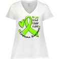 thumbnail image 3 of Inktastic Love, Care, Cure Lymphoma Awareness Lime Green Ribbon Hearts Women's Plus Size V-Neck T-Shirt, 3 of 5