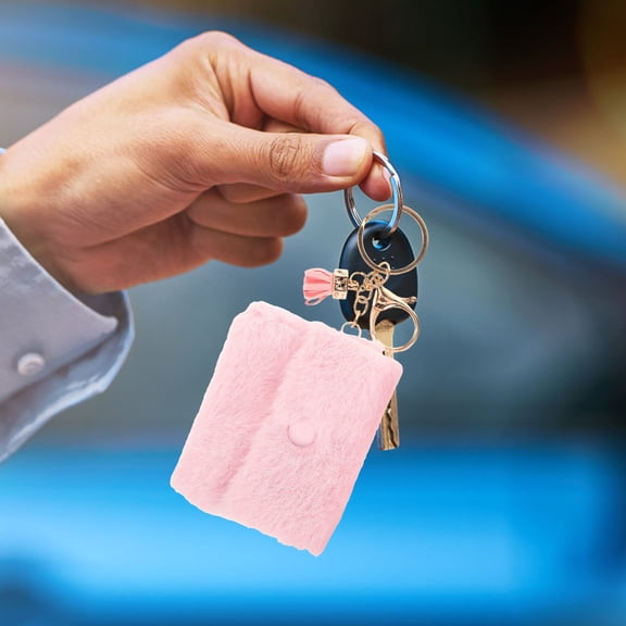 FUEENIRVA Change Purse Keychain Key Chain Pink Plush 2Pcs