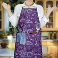thumbnail image 6 of Purple Paisley Pattern Apron-Garden Aprons for Women with Pockets-Cotton Linen Waterproof Kitchen Cooking Gardening Aprons Adjustable for Kitchen,Cooking,BBQ and Salon 33x27 Inch, 6 of 7