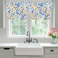 thumbnail image 5 of Watercolor Lake Tie Up Curtain 45 Inches Long, Blue and Yellow Floral Leaves Spring Plant Balloon Style Kitchen Window Curtain Over Sink, Small Window Rod Pocket Curtain 52"x45", 5 of 9