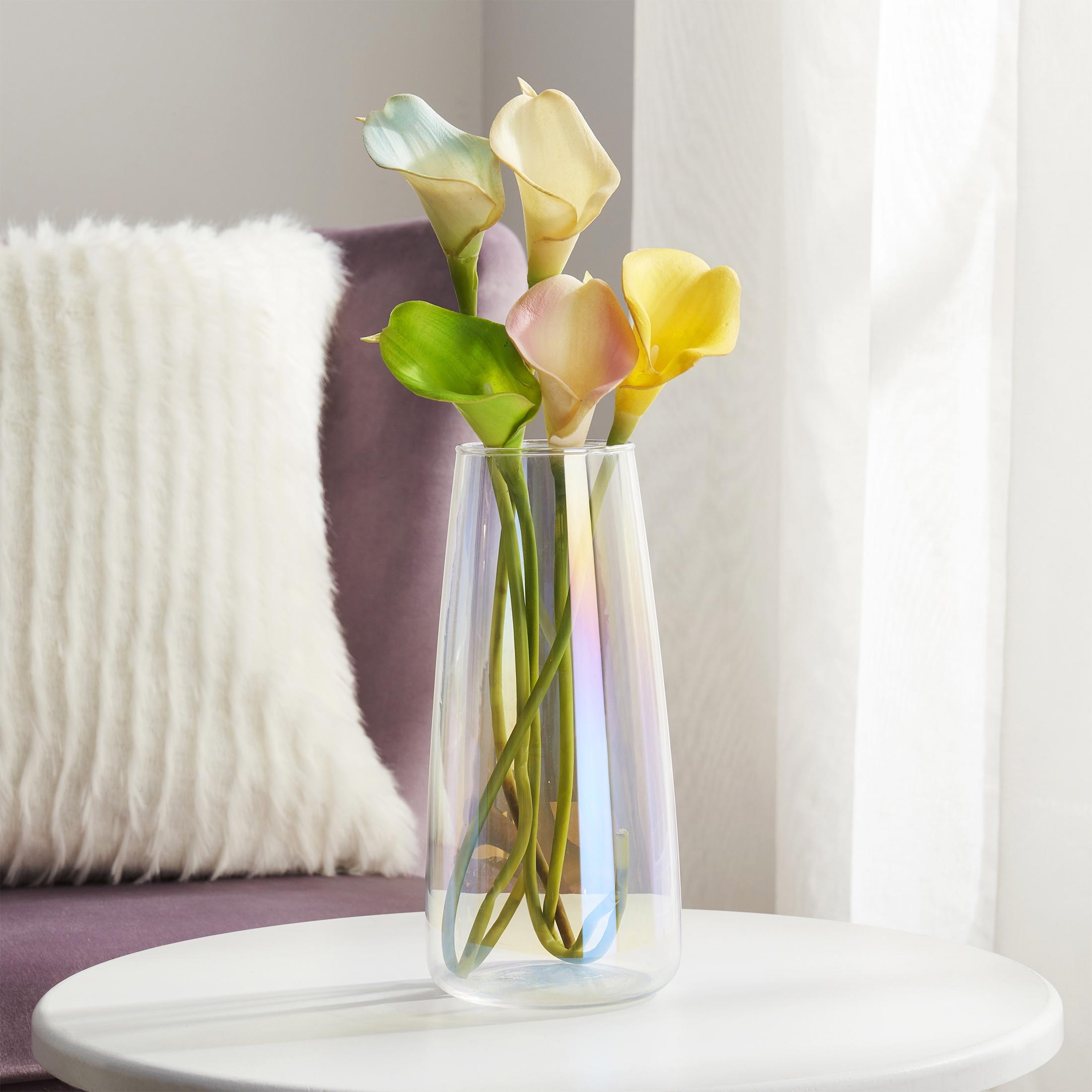 Mainstays Iridescent Clear Glass Cylinder Vase, 8.25 in