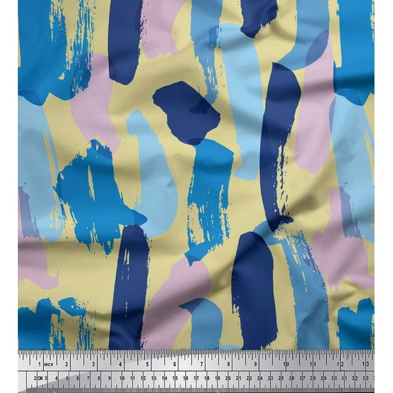 Soimoi Beige Cotton Cambric Fabric Abstracts Abstract Fabric Prints By Yard 56 Inch Wide