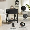 thumbnail image 6 of VECELO Nightstands Set of 2, Industrial End Table with 1-Drawer & Storage Shelf, Small Bedside Table Organizer for Small Space, Side Table for Bedroom Living Room, Black, 6 of 12