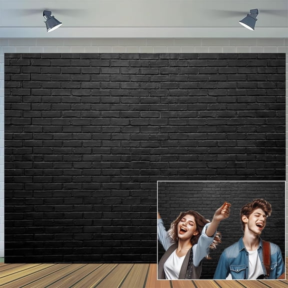 Brick Wall Backdrop 7 x 5 ft Black Vinyl Photography Studio Photo Booth Background Prop Decoration Display