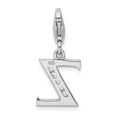 thumbnail image 3 of 925 Sterling Silver RH CZ Letter Z With Lobster Clasp Charm Pendant; for Adults and Teens; for Women and Men, 3 of 3