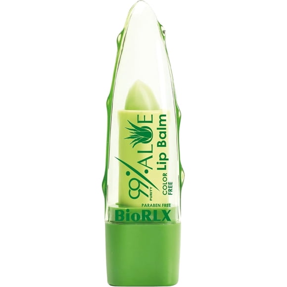 BioRLX Bálsamo labial sin color de aloe vera de pureza del 99 % – Cuidado de labios unisex hidratante natural para labios hidratados y radiantes (aloe – sin color 0.12 onzas (paquete de 1))