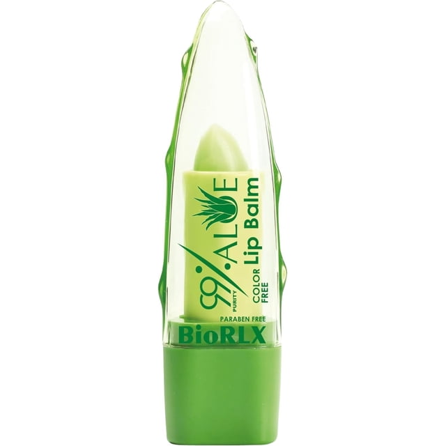 BioRLX Bálsamo labial sin color de aloe vera de pureza del 99 % – Cuidado de labios unisex hidratante natural para labios hidratados y radiantes (aloe – sin color 0.12 onzas (paquete de 1))