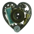 thumbnail image 2 of Steampunk Heart Antiqued Gold Tone Floral Button Stamp Screw Pin Brooch 1 3/4" Ladies Adult Female Women, 2 of 4