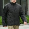 thumbnail image 4 of Tawop Jackets for Men Stand Collar Wind Breaker Thermal Cotton Long Sleeve Zip Hoodless Casual Outdoor Sports Solid Mens Gift,Black,M, 4 of 6
