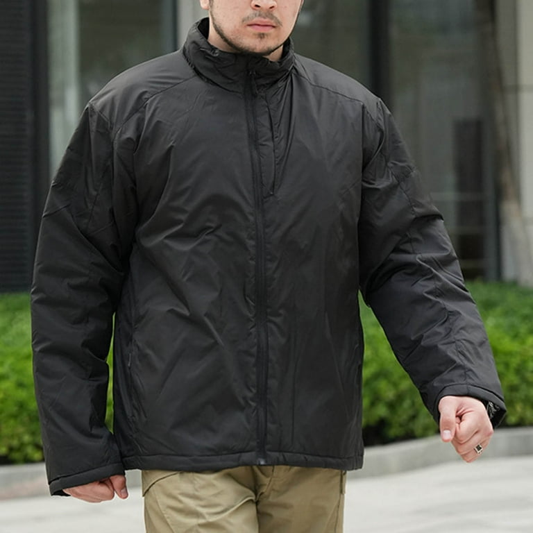 Tawop Mens Jacket Stand Collar Wind Breaker Thermal Cotton Long