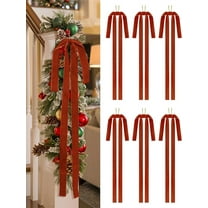 NOGIS Velvet Christmas Swag Bow 23.6x15.7 Inch Rustic Large Velvet Christmas Staircase Wreath Bows Vintage Christmas Tree Topper Bows Large Bow for Christmas Outdoor(Red,6 Pcs)