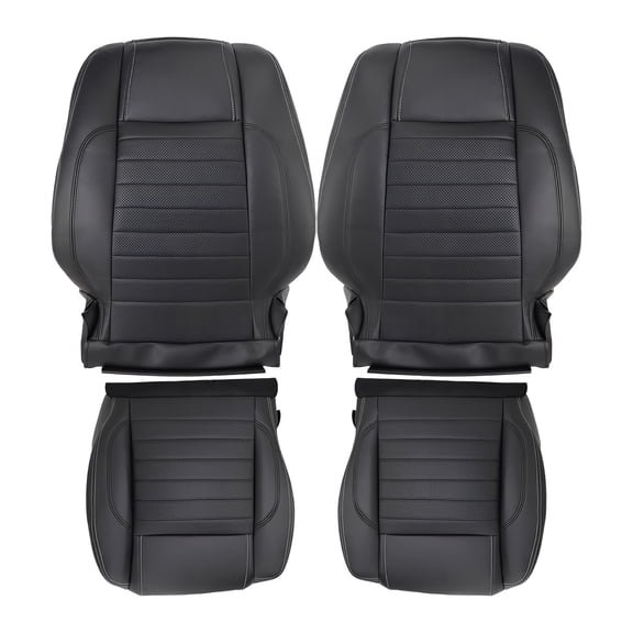 Front Driver Passenger Bottom Top Lean Back Seat Covers for Ford Mustang 2010-2014 Black Perforated Leather Front Seat Covers Set