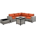 thumbnail image 2 of Ovios 7 Pieces Outdoor Patio Furniture with 30 inch Fire Pit Table All Weather Wicker Sectional Set for Porch, 2 of 6
