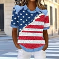 thumbnail image 5 of successthop Independence Day T Shirt Women Flags Plus Size Summer Shirts Festival Top Crewneck Short Sleeve Clothes Blue, 5 of 7