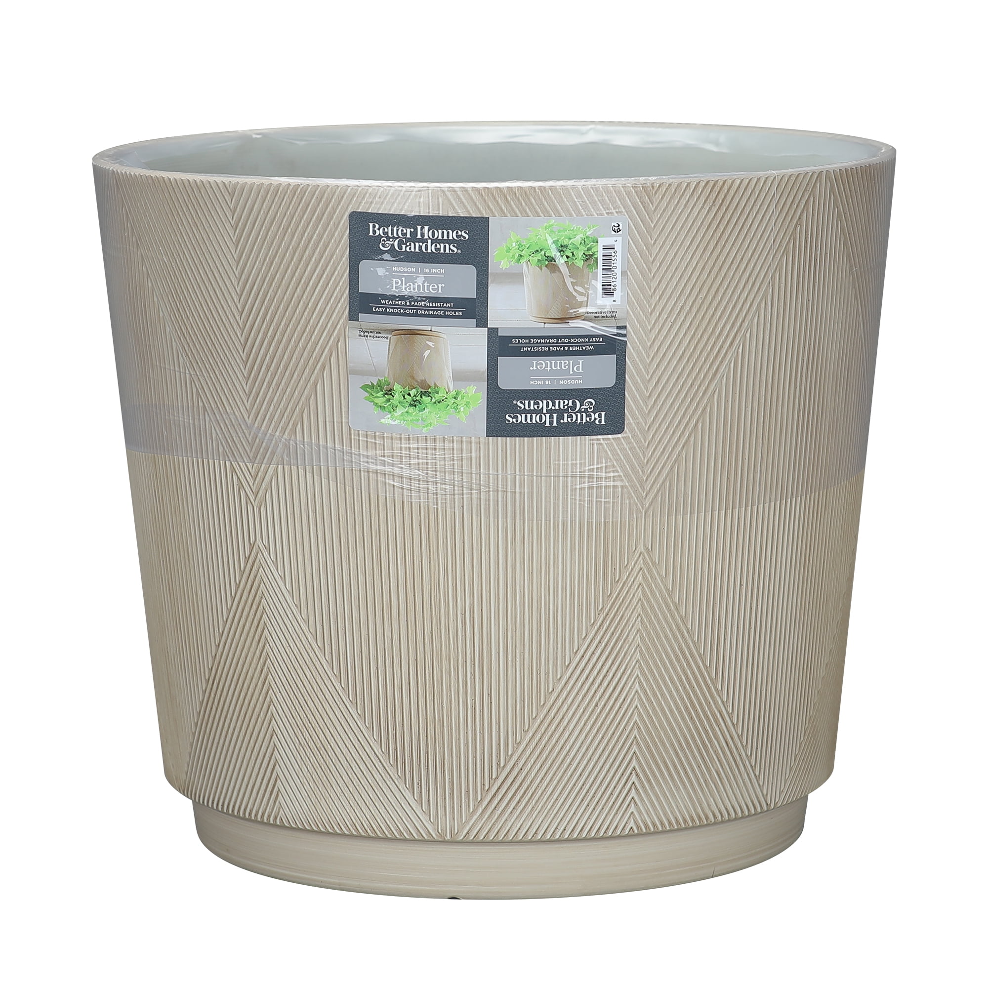 (2 pack) Better Homes & Gardens Hudson Cream Resin Planter, 15.7" x 15.7" x 13.8"