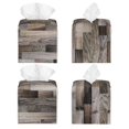 thumbnail image 2 of Yiaed Wooden Texture Print Tissue Box Cover, PU Leather Decorative Organizer for Tabletop, Bathroom, Car, Office Creative Decorative, 2 of 7
