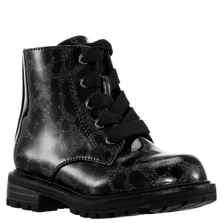 

KIDPIK Girls Leopard Patent Combat Boot Size: 9 Toddler - 6 Youth