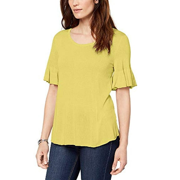 Style & Co. Scoop-Neck Bell-Sleeve Sweater Womens S Yellow sweater MSRP $49