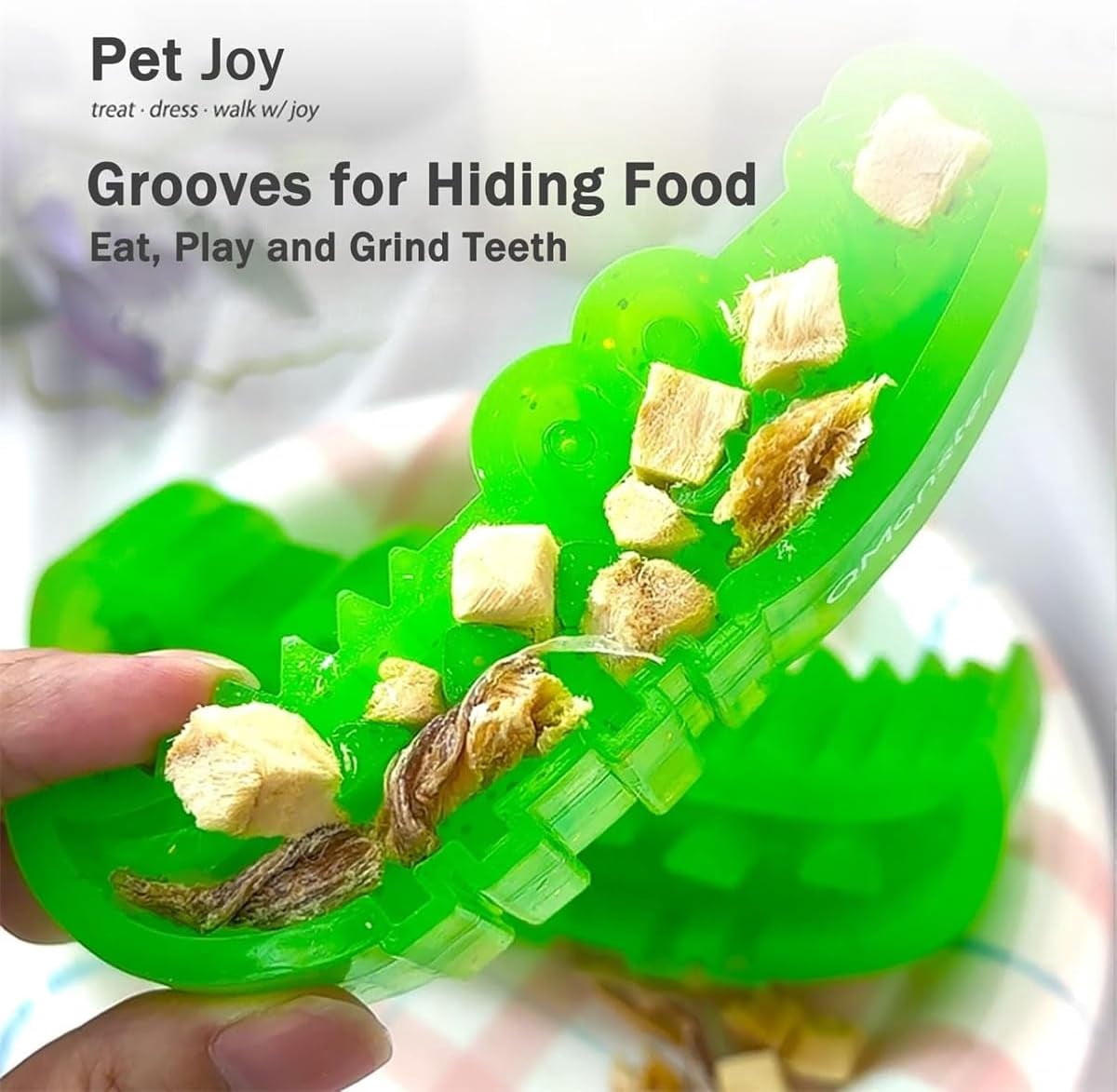 Slow Feed Chew and Fetch Crocodile Dog Slow Feeder Interactive Puzzle Toy Cute Chew Toys Alligator Treat Dispenser for Small Medium Large Dogs Tough Gator Bite and Brush Teeth Cleaning(L*2)