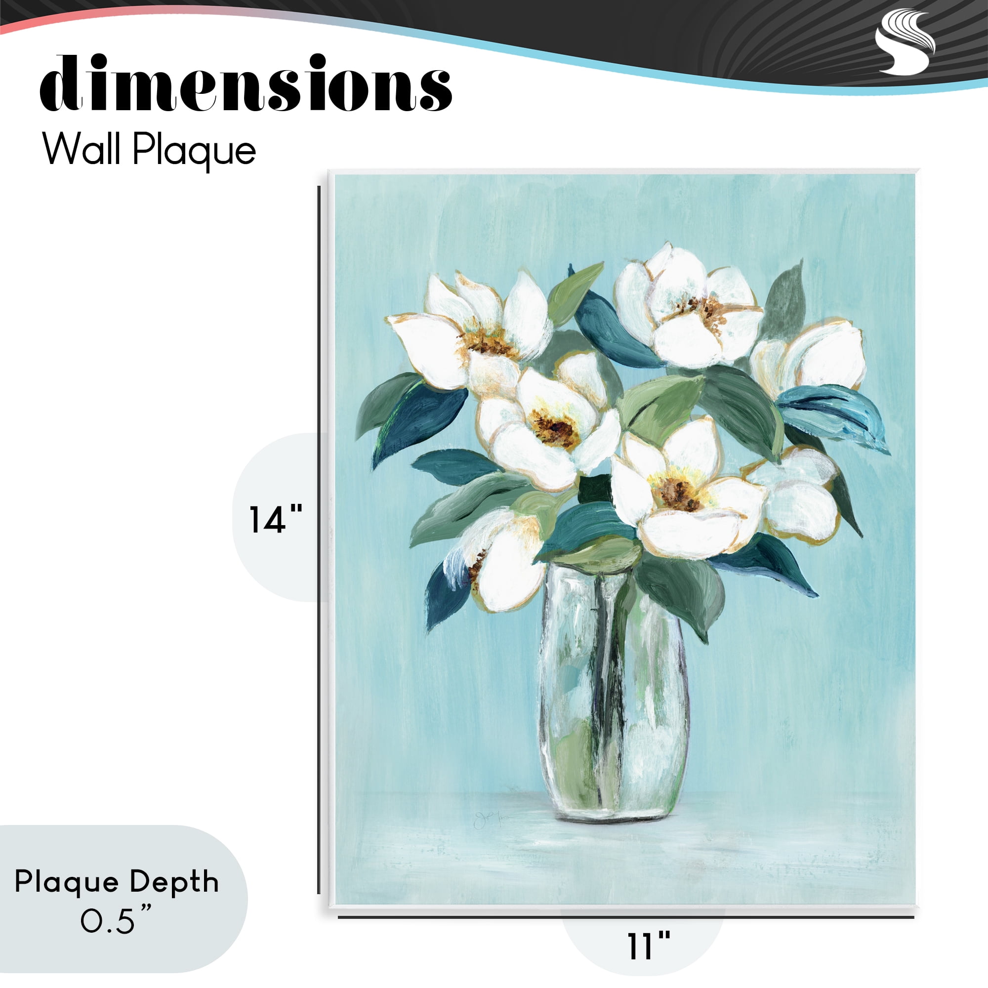 Stupell Industries Magnolia Blossoms on Blue Wall Plaque Art, design by Janet Tava