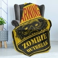 thumbnail image 4 of Zombie Soft Flannel Fleece Blanket, Retro Warning Outbreak Horror Monster Sign in Vintage Grunge Illustration, Cozy Plush for Indoor and Outdoor Use, 50" x 70", Earth Yellow Grey Red, by Ambesonne, 4 of 5