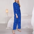 thumbnail image 3 of Salouo Blue Circles Mosaic Pattern Women's Pajamas Set Long Sleeve Button Down Sleepwear Soft Pj Lounge Sets for women 2 Piece Pjs Set with Long Pants-Large, 3 of 7