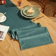 thumbnail image 5 of Nvzi Mantel largo de terciopelo azul y verde liso, mantel de lino, mantel para mesa de té, estilo nórdico, sencillo para cocina, mesa de café, decoración de comedor, 13 x 47 pulgadas, 5 of 5