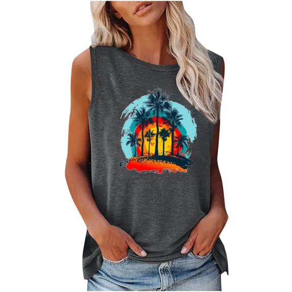 IROINNID Women's Casual Loose Fitted Tank Tops Round-Neck Pullover Graphic Printing Sleeveless Vest Under 10$