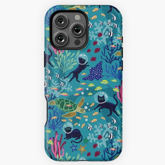 Feline Seabed Exploration Phone Case for iPhone 16 15 14 13 12 11 Pro Max M5909076