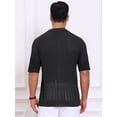 thumbnail image 3 of DARING DIVA Men's Striped Summer Short Sleeve Knitted See Through Shirts 2XL Black, 3 of 7