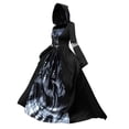 thumbnail image 4 of FASHOFT Halloween Dresses For Women Hooded Skeleton Wizard Sorceress Dress Cosplay Stage Performance Party Outfit Halloween Costumes L, 4 of 9