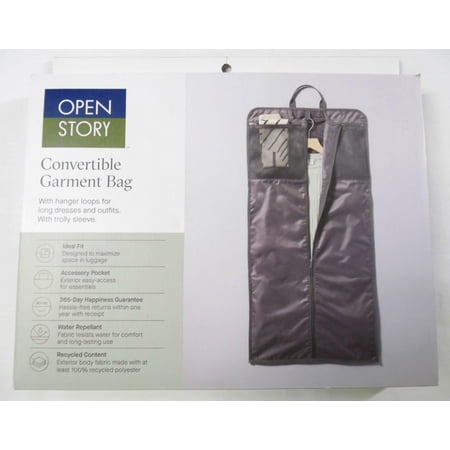Open Story Convertible Garment Bag with Hanger Loops & Trolley Sleeve - Gray