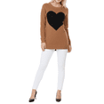 thumbnail image 2 of YEMAK Women's Pullover Sweater Long Sleeve Crewneck Heart Knitted Top Sweaters MK8236-CAMEL/BLACK-S, 2 of 5