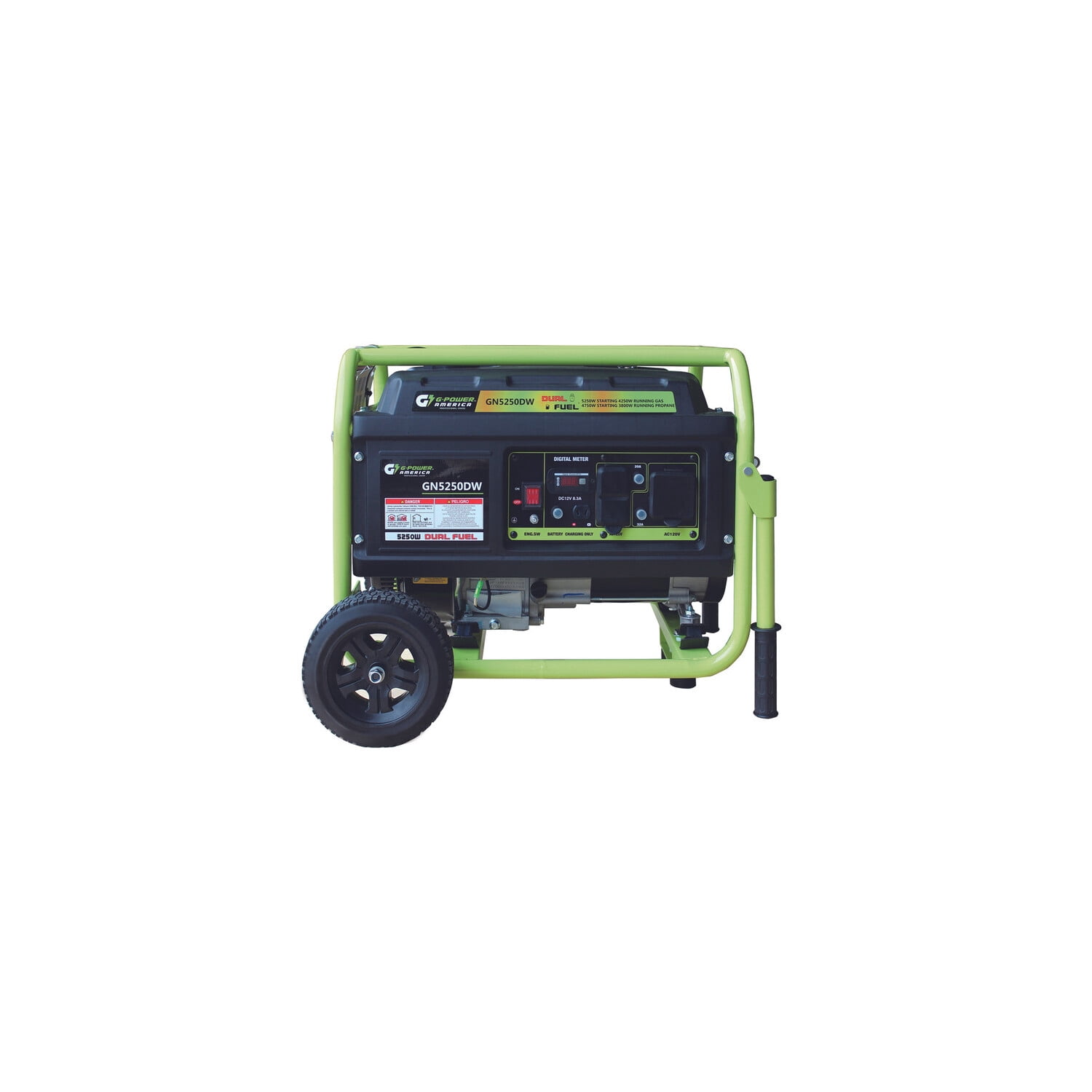 Green-Power America Pro Series 5250/4250-Watt Manual Start Dual Fuel Portable Generator w/223cc 8HP  Professional Engine