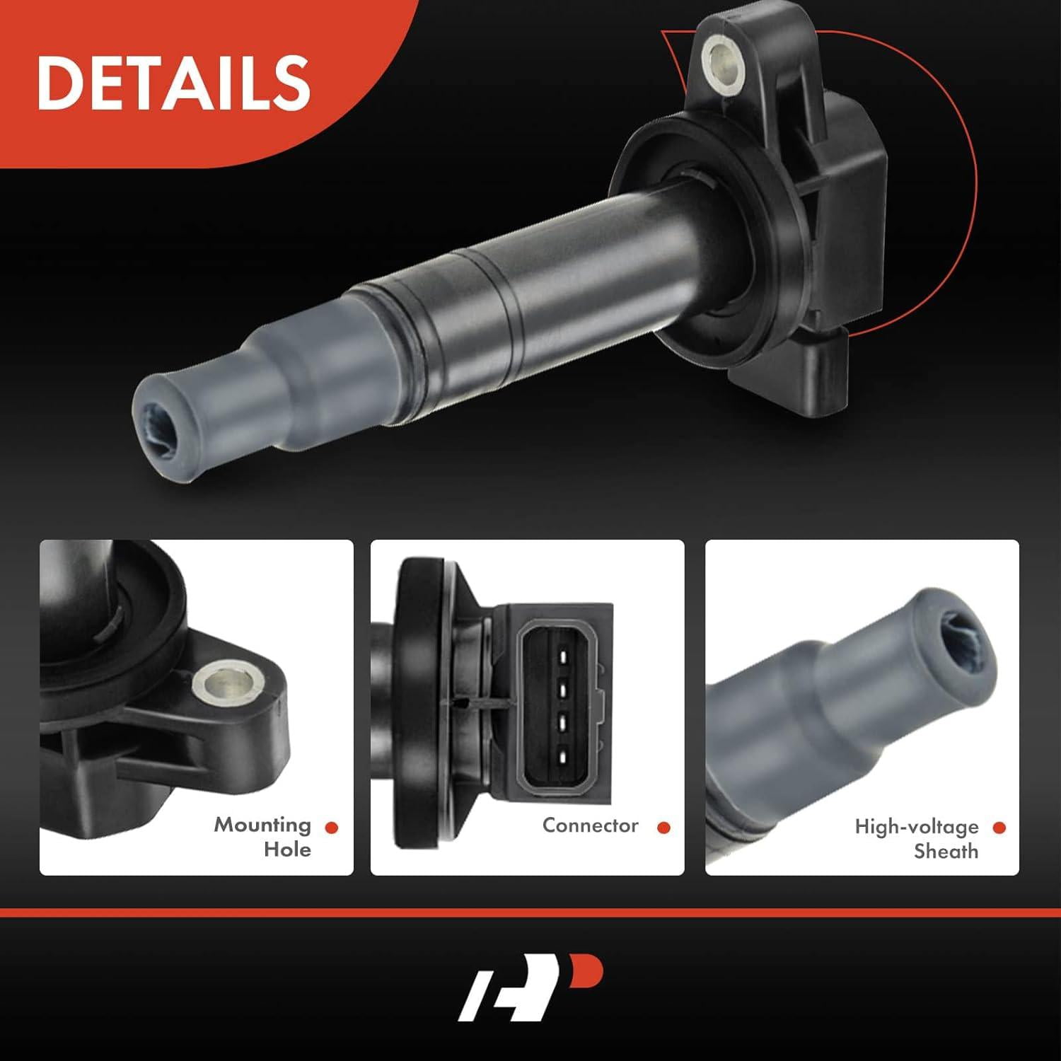 A-Premium Ignition Coils Pack Replacement for Toyota Echo 2000-2005 Prius Yaris XA XB I4 1.5L 1NZ-FE 9091902240 UF316 4-PC Set