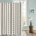 thumbnail image 3 of Fabric Shower Curtain, Boho Black Geometric Striped Farmhouse Style Retro Linen Bathroom Curtain with 12 Hooks Waterproof No Bad Odor Machine Washable Bath Curtains for Bathroom, Spa Room, 72"x84", 3 of 6