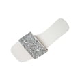 thumbnail image 6 of Xucatan Women's Rhinestone Square Toe Slides, Glitter Wide Strap Flat Sandals with Cushioned Insole, Open Toe Sparkly Casual Slippers, Versatile Indoor Outdoor Beach Footwear Gift, 6 of 8