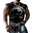 thumbnail image 2 of adaychics Skull Tank Top Men Round Neck Spooky Skull Workout Tank Tops Summer Gym Sports Vest for Daily Wear, 2 of 7