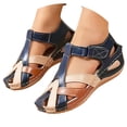 thumbnail image 3 of Bibifish Womens Wedge Ankle Strap Sandals Two Tone Closed Toe Side Cutout Adjustable Strap Open Side Summer Outdoor Casual Ladies Sandals, 3 of 8