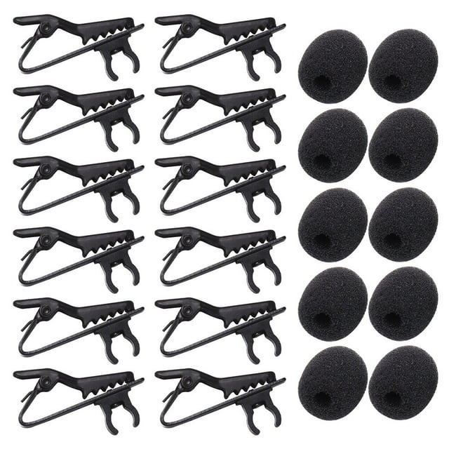 FRCOLOR Microphone Clips Black Iron Microphone Sponge Covers for Microphone Use 24pcs Wide Application,1.38"X0.79"X0.2"