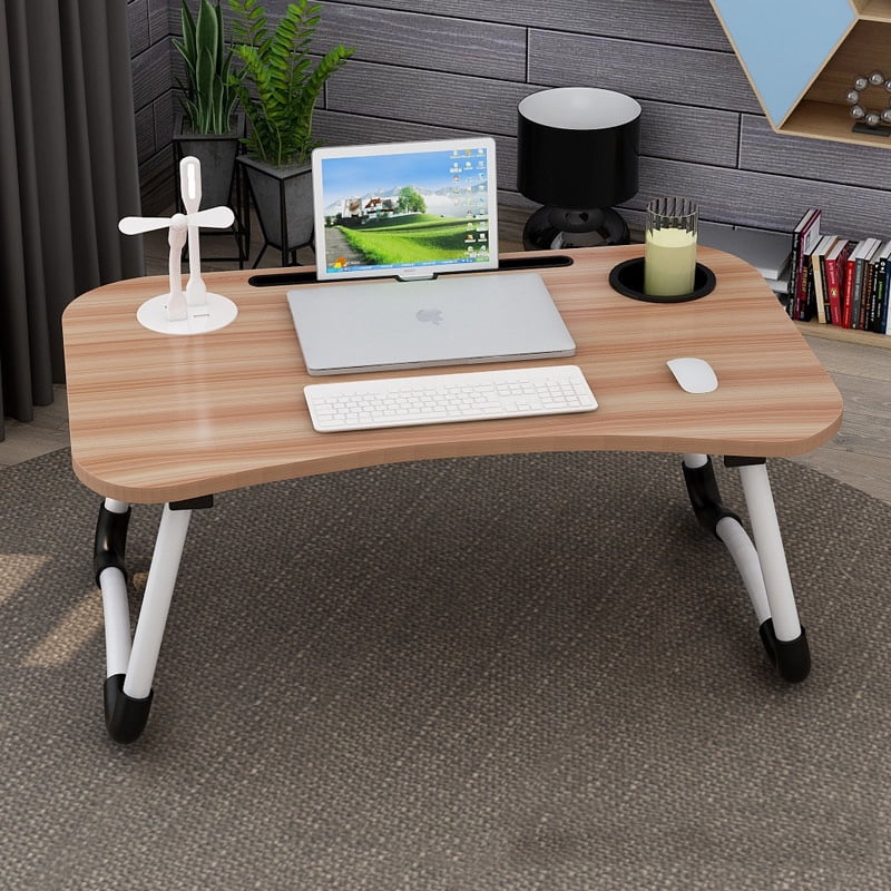 A ANGELABABY 【Ship from UK】 Laptop Desk Home Computer Desk 23.6 Foldable Portable Bed Desk with Foldable Steel Legs for Laptop and Writing with Notebook Stand Breakfast Bed Table