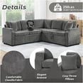 thumbnail image 6 of L-Shaped Sectional Sofa with Pull Out Bed and Hidden Storage, Gray Chenille Fabric for Modern Living Room, 6 of 10