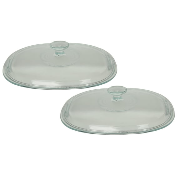 Corningware DC1.5C 2.5qt Fluted Oval Clear Glass Replacement Baking Dish Lid (2-Pack)