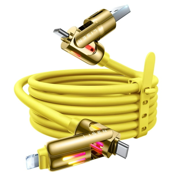 Cable de carga LISEN 4 en 1 USB A/C a C/L 240 W 2 m amarillo