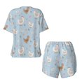 thumbnail image 6 of Wukai Funny Chicken Women's Pajama Set,Short-Sleeve Top and Shorts with Elastic Waistband and Pockets for Loungewear, Yoga, and Casual Wear-, 6 of 8