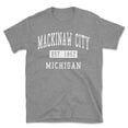 thumbnail image 1 of Mackinaw City Michigan Classic Established Men's Cotton T-Shirt, 1 of 1