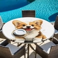 thumbnail image 5 of Cute Brown Puppy Round Tablecloth 36-44 Inch Round Fitted Table Cloth with Elastic Edge, Modern Dog Cartoon Watercolor Waterproof Table Cover Protector for Outdoor Picnic Party Dining, 5 of 6