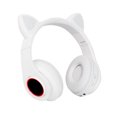 thumbnail image 1 of Methold Nuevo auricular Bluetooth 5,0 montado en la cabeza, auriculares con luz intermitente LED, auriculares adorables inalámbricos recargables con Cables de audio/vídeo Blanco, 1 of 8