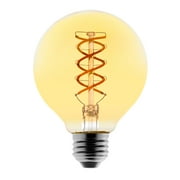 Better Homes & Gardens G25 Vintage LED Clear Globe Light Bulb, 40 Watts Equivalent, 4.5 Watts Efficient, Dimmable, 2175K, Amber Finish - 2 Pk